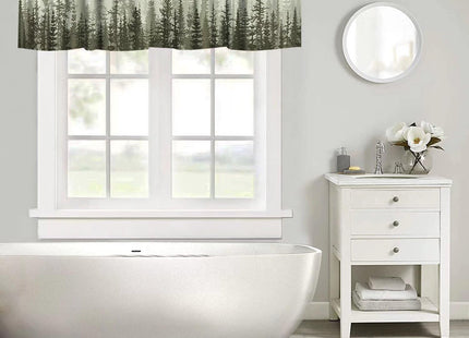 ZhiRain Forest Tree Valance Curtain Pine Coniferou Trees Natural Plant Landscape Rod Pocket Valance Window Treatments 1 Panel Short Curtains for Kitchen Farmhouse Living Room Decor 54 x 18 in