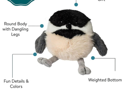 Mary Meyer Stuffed Animal Rolly Birds Small Plush Soft Toy, 5-Inches, Chickadee