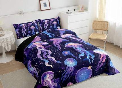 Feelyou Jellyfish Comforter Set Full Bright Purple Comforter for Boys Girls Teens Ocean Bedding Set Breathable Sea Creature Underwater World Duvet Set Room Decor Aquatic Animal Quilt Set