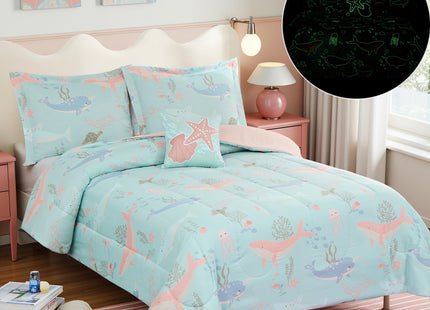 Full Size Comforter Sets for Girls -4 Pieces Ocean Bedding Full Bedding Set