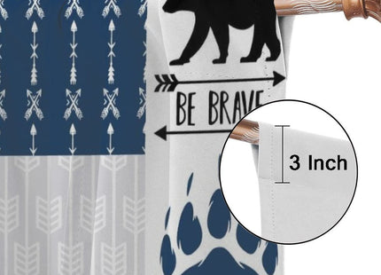 INSFBRB Rustic Deer Bear Blackout Curtains,Retro Cabin Hunting Theme Forest Wildlife Blue Plaid Check Window Drapes - Thermal Insulated and Noise Reduction,2 Panels 45L x 21W Room Darkening Curtains
