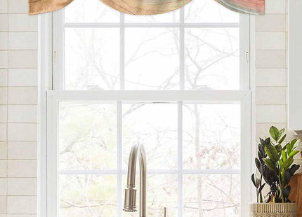 RisQiten Burnt Orange Ombre Coastal Tie Up Valance Curtains for Windows, Summer Nautical Beach Kitchen Curtains Window Treatments, Ocean Seaside Short Window Valances for Bedroom Bathroom 54"x18"