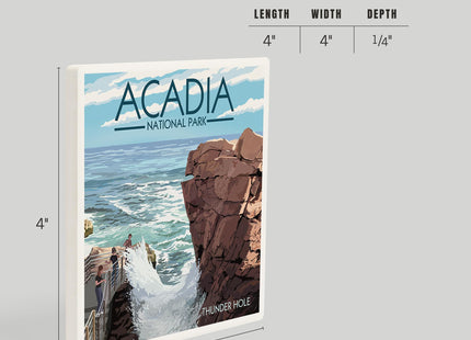 Lantern Press Acadia National Park, Maine, Thunder Hole Day (Absorbent Ceramic Coaster, Single, Cork Back, Kitchen Table Decor)