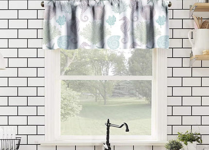 JESTRONRY Starfish Seashells Valance Curtain, Ocean Beach Theme Curtain Valances for Bedroom Living Room Kitchen Decor with Rod Pocket