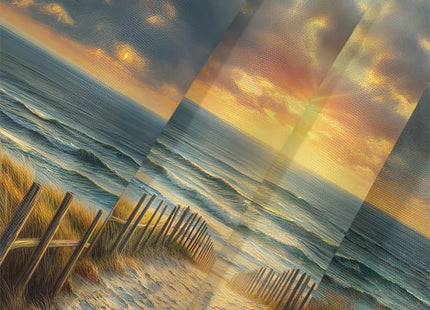 JAWO Coastal Sunset Beach Shower Curtain - Seaside Path Ocean Wave Scenery Waterproof Bathroom Curtain Decorative Bath Curtain for Bathroom Home Decor, 69X70 in