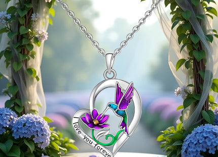 Hummingbird Necklace for Women Pendant Heart Hummingbird Necklace Jewelry