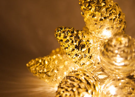 Wintergreen Lighting 6’ Mercury Glass Gold Star Lights/Gold Glass Pinecone String Lights – LED Lights String, Battery Operated, 10 Warm White LED Lights on Clear Wire (10 Pinecone Lights)