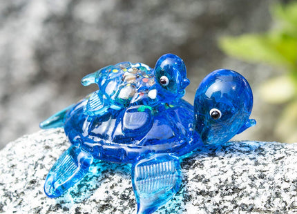 2.5'' Hand Blown Glass Sea Turtle Figurines Mini Sea Animal Collectibles