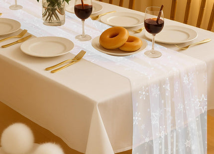 Windkream White Snowflake Table Runner 29x120 Inch