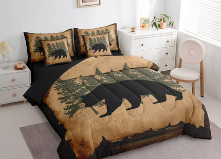 Feelyou Cabin Rustic Bear Comforter Set Queen Size Soft 7 Pieces Farmhouse