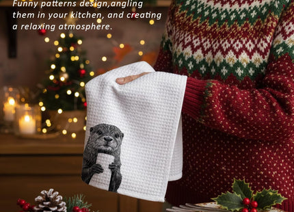 Threegoat Cute Otter Kitchen Towels 1 PCS, Funny Otter Gifts for Women, Otter Decor Hand Towels for Bathroom, Cute Animal, Women, Pet Owners Housewarming-A23