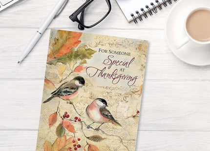 Current Chickadee Thanksgiving Greeting Cards - Set of 8 (1 Designs), Large 5" x 7", Autumn Cards with Sentiment Inside, White Envelopes