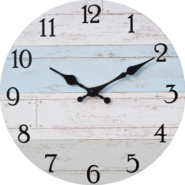 KECYET Wall Clock 8 Inch Silent Non-Ticking Coastal Beach Style Wall Clocks Battery Operated Rustic Retro Decorative for Kitchen, Bathroom, Living Room, Laundry Room(Azure Blue)