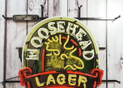 Handmade Real Glass Neon Tube Beer Compatible For Moosehead Lager Maine Moose Neon Signs For Home Bar Man Cave Pub Store Restaurant Wall Decor Artwork Wedding Decor Neon Birthday Party Gifts 24 X 20 Inches