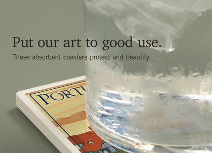 Lantern Press Portland, Maine, Portland Head Light (Absorbent Ceramic Coaster, Single, Cork Back, Kitchen Table Decor)