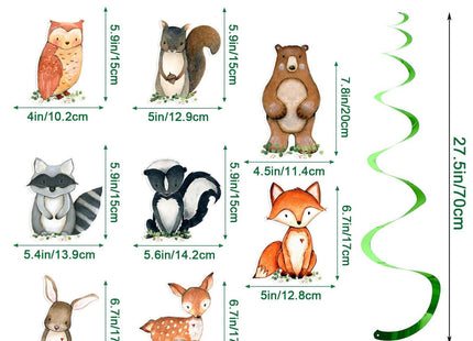 16Pcs Woodland Animal Baby Shower Hanging Swirls Decorations