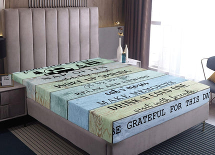 Camping Decor Bed Sheets for Rv Camper, Camper Rules Fitted Sheet Full, Lake Camper Door Bedding Set for Kids Teens Adult Bedroom, Rustic Farmhouse Sheets Cabin Decor with 2 Pillow Cases