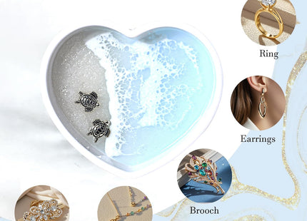 Handmade Resin Ring Dish, Beach Themed Trinket Dish with Couple Sea Turtles