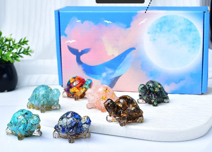 WUYOUSHI 10PCS Resin Crystal Turtle Figurine Set, Sea Turtle Animal Statue