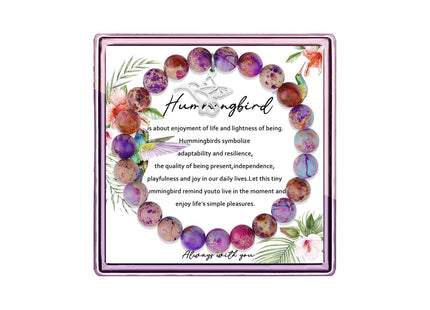 ARHTF Hummingbird Gifts for Women Hummingbird Bracelet Humming bird Charm Hummingbirds Jewelry hummingbirds Quote hummingbird Inspirational Gift(Purple hu mmingbird gifts)
