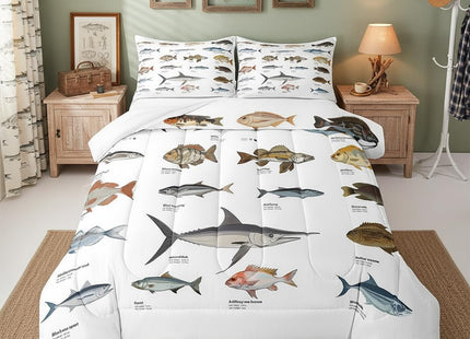 Erosebridal Bass Fish Twin Comforter Set for Boys Girls Farmhouse Fishing and Hunting Theme Bedding Set, Big Pike Fish Pattern Duvet Insert Fishing Lures Hook Quilt Bed Set Rustic Bedroom Decor