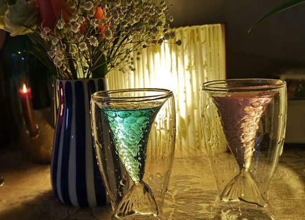 Mermaid Cups, 2 Pack Mermaid Mug Gifts for Women, Mermaid Tail Glasses