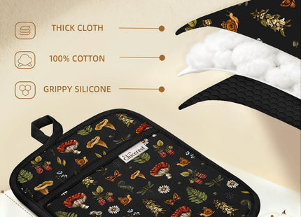 chiccrest 100% Cotton Pot Holders Textured Soft Silicone Mushroom