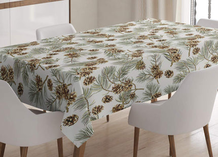 Lunarable Pinecone Tablecloth, Scenery Illustration of Hand Painted Pine Tree Branches and Sepia Cone, Rectangular Table Cover for Dining Room Kitchen Decor, 52" X 70", Brown Green