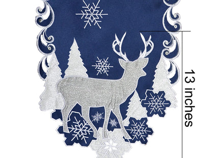 Simhomsen Embroidered Navy Blue Christmas Holidays Reindeer Table Runner (13 × 69 Inches)