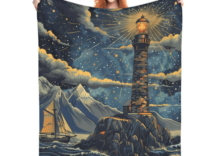 TZJCCMAY Nautical Lighthouse Blanket for Women, Ocean Sailboat Throw Blankets Soft Lightweight Flannel Throws for Bed Sofa Home Decor, Gifts for Girls Kids, 50x60in