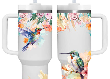 AMZUShome 40 OZ Hummingbird Tumbler with Handle.Hummingbird Lover Gifts.Unique Christmas Birthday Gifts for Hummingbird Lover.Personalized 40 OZ Hummingbird Tumbler Gifts for Women Men.