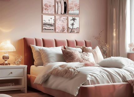 SOUHLP Blush Pink Coastal Canvas Wall Art, 12''x16''
