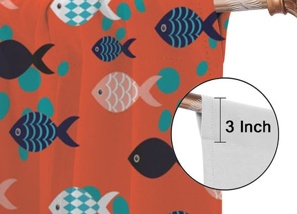 INSFBRB Watercolor Nautical Fish Rod Pocket Blackout Curtains for Living Room,Room Darkening Abstract Boho Retro Sea Animal Swiming Fish Window Curtains,