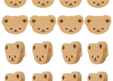 MOROBOR 12PCS Bear Shaped Wooden Knobs Single Hole Beech Wood Handles Cupboard Cabinet Handle Knob for Chest of Drawers with Screws& Expansion Tube