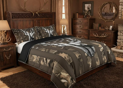 American Flag Stars Stripes Duvet Cover Set 100% Natural Cotton,Camo Hunting Deer Animal Camping Comforter Cover Set Twin with 1 Pillowcase,Brown Camo Grey Antlers Leaves Bedding Comforter Cover