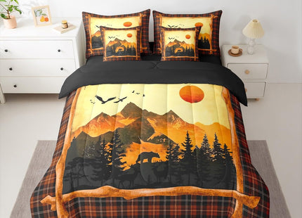 Feelyou Bear Deer Wild Comforter Set Twin Size Kids Boys Girls Bed in a Bag