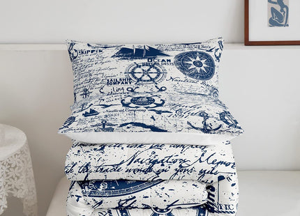 jejeloiu Anchor Decor Rudder Themed Comforter Set Twin Size Kids Boys