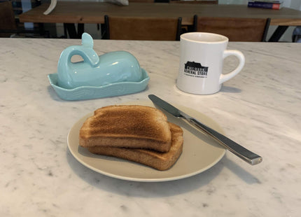 Fox Run Ceramic Whale Butter Dish with Lid, 7", Aqua Blue Cute Butter Dish