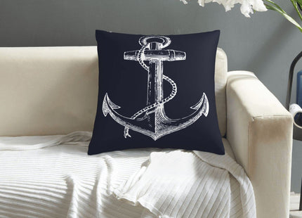 VARUN Throw Pillow Covers White Nautical Anchor Navy Blue Background Square Pillowcase for Home Decor Sofa Car Bedroom Pillow case 18x18inch