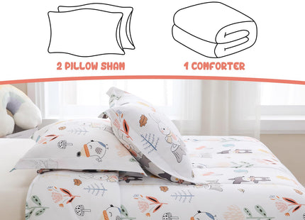 Yibeizi Woodland Animals Comforter Full Kids Forest Bedding Set