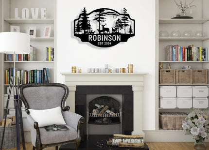 Personalized Deer Metal Cabin Sign, Custom Deer Signs Outdoor Metal