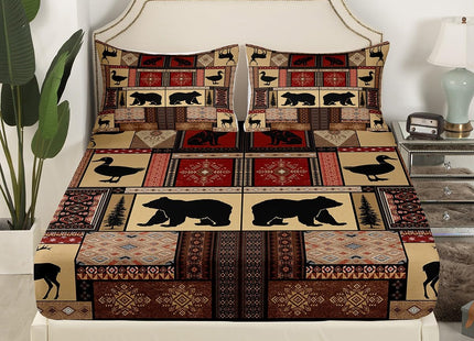 Feelyou Cabin Bear Sheet Set Kids Twin