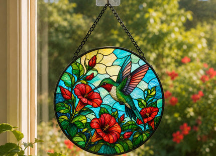 Hummingbird Stained Glass Sun Catcher Window Hanging