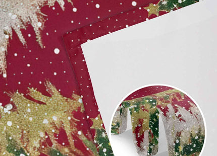 Christmas Tree Valance for Windows Pine Tree Curtains Valances Golden Snowflake Valance Window Treatments Red Short Curtains for Kitchen Living Room Bedroom Bathroom Xmas Holiday Decor 60x18 Inch
