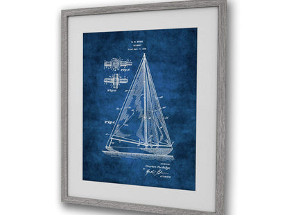 GnosisCollageArt Sailing Decor Gift Sailboat Blueprint Wall Art Set of 4 Unframed Prints