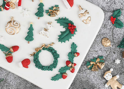 Christmas Fondant Mold Holly Leaf Silicone Fondant Candy Molds Set of 5