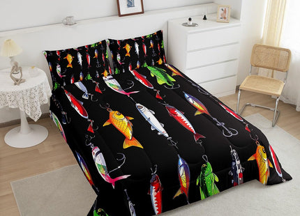 Erosebridal Fishing Comforter Set Fish Hunting Bedding Colorful Fish King