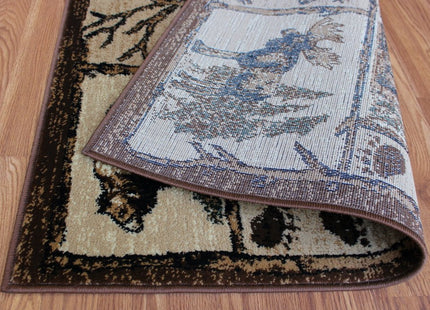 Masada Rugs, Bear Cabin Moose Area Rug (2 Feet x 3 Feet 2 Inch) Mat.