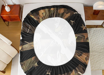 Hunting And Fishing Bedding Set Wildlife Fish Duck Deer Bear King Bed Sheets For Boys Men,Camo American Flag Sheet Set Rustic Trees Leaves Camouflage Fitted Sheet + Flat Sheet + 2 Pillow Cases