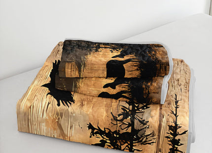 HOSIMA Forest Deer King Size Quilt Hunting Bedspread with 2 Pillowcases.